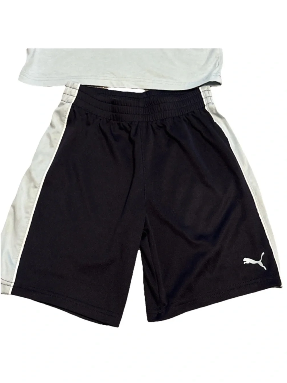 (2) PUMA boys T-shirts & Athletic Shorts Sets Big Logo Sage White Black Size 7 - Picture 9 of 16